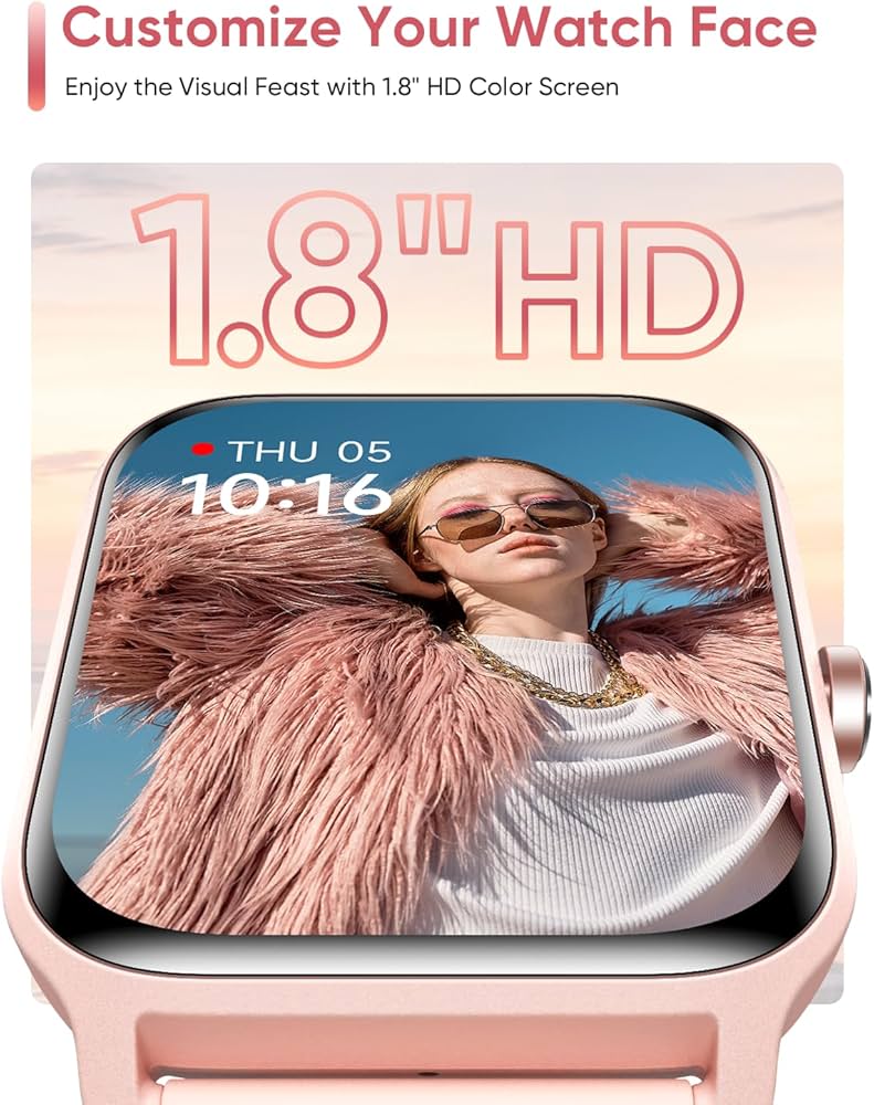 Fitpolo Smart Watch for Women Android & iPhone, Alexa Built-in [1.8″ HD Screen] IP68 Waterproof Fitness Watch with Bluetooth Call (Answer/Make), Heart Rate/Sleep/SpO2 Monitor, 105 Sports Trackers