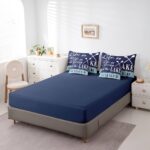 jejeloiu Lake House Comforter Set Full Size 7 Pieces Navy Blue Farmhouse Style Summer Ocean Themed Bedding Set Nautical Sea Adventure Bed in a Bag with Comforter, Sheets, Pillowcases & Cushion Cover