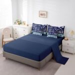 jejeloiu Lake House Comforter Set Full Size 7 Pieces Navy Blue Farmhouse Style Summer Ocean Themed Bedding Set Nautical Sea Adventure Bed in a Bag with Comforter, Sheets, Pillowcases & Cushion Cover