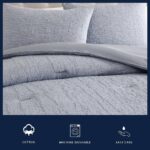 Nautica – Twin Comforter Set, Textured Chambray Bedding with Matching Sham, Medium-Weight for Year Round Use, Dorm Essentials, Oek-Tex Certified (Nautical Stitch Grey)