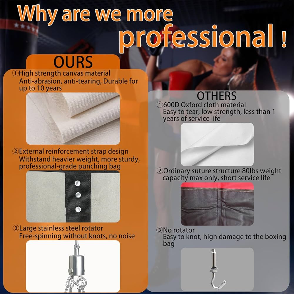 4FT Canvas Punching Bag for Adults, 2025 Upgraded Boxing Heavy Bag with 12oz Gloves for Kickboxing Muay Thai Max Load-Bearing 180 Lbs(Unfilled)