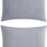 Nautica – Twin Comforter Set, Textured Chambray Bedding with Matching Sham, Medium-Weight for Year Round Use, Dorm Essentials, Oek-Tex Certified (Nautical Stitch Grey)