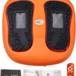 Power Legs Electric Foot Massager Machine with Remote Control, Adjustable Speed, Vibration – Calf Massager – Feet Massager for Neuropathy Pain Relief, Plantar Fasciitis, Leg Blood Circulation (Orange