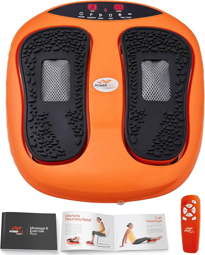 Power Legs Electric Foot Massager Machine with Remote Control, Adjustable Speed, Vibration – Calf Massager – Feet Massager for Neuropathy Pain Relief, Plantar Fasciitis, Leg Blood Circulation (Orange