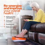 Power Legs Electric Foot Massager Machine with Remote Control, Adjustable Speed, Vibration – Calf Massager – Feet Massager for Neuropathy Pain Relief, Plantar Fasciitis, Leg Blood Circulation (Orange
