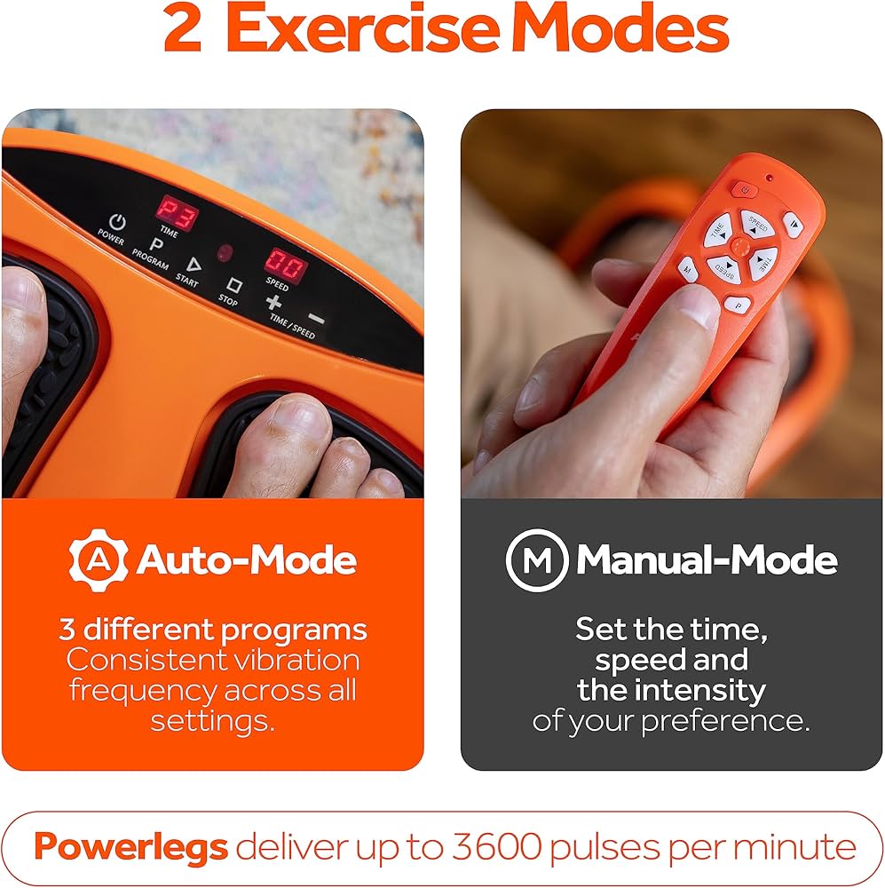 Power Legs Electric Foot Massager Machine with Remote Control, Adjustable Speed, Vibration – Calf Massager – Feet Massager for Neuropathy Pain Relief, Plantar Fasciitis, Leg Blood Circulation (Orange