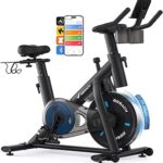 MERACH Exercise Bike, Brake Pad Stationary Bike with Exclusive App, Low Noise Indoor Cycling Bike with 300lbs Weight Capacity, Tablet Mount and Fitness Courses for Weight Loss