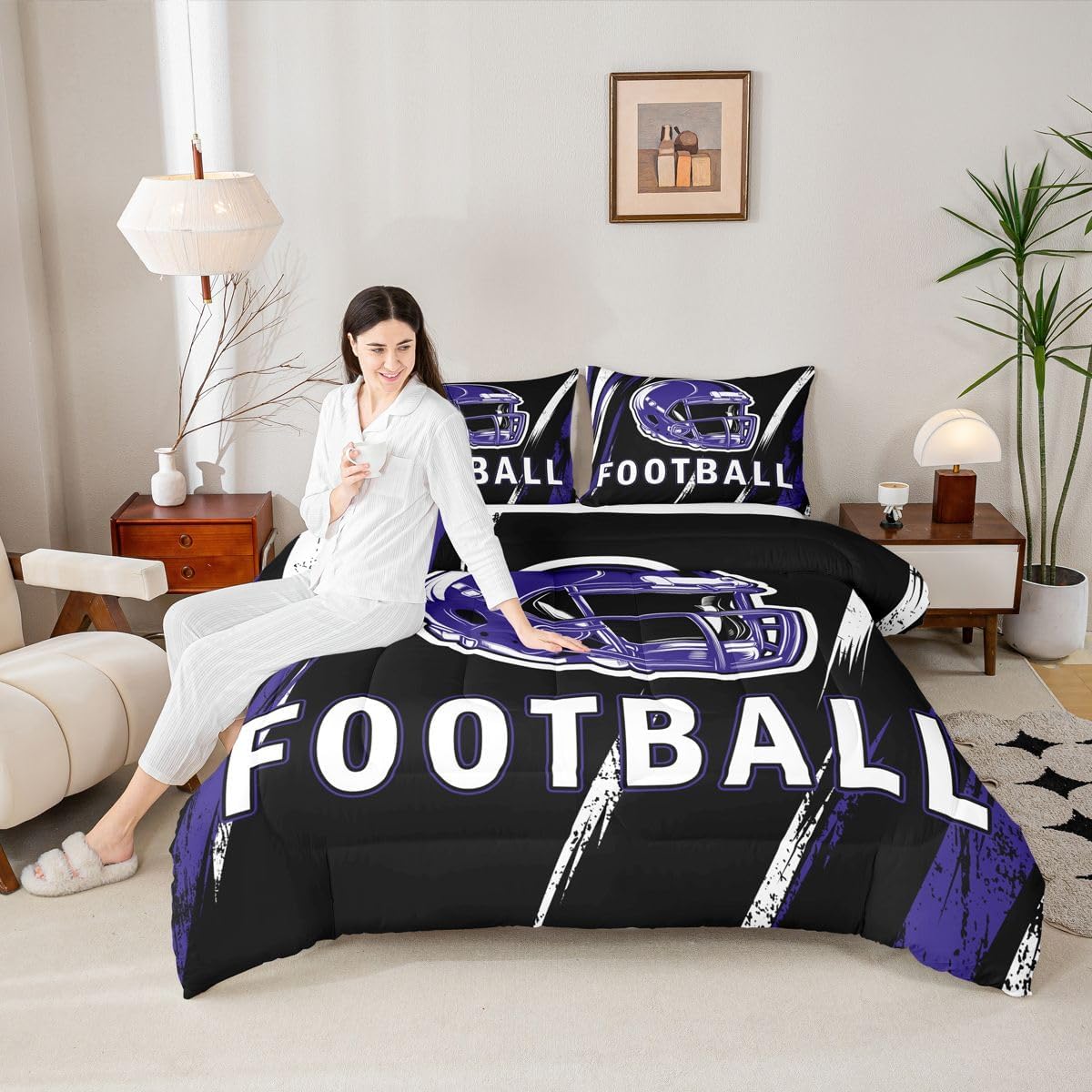Erosebridal Baltimore Comforter Sets Gridiron Gifts Bedding, City Seasonal Color Full Bed Sets for Adults Kids Rugby Sports Football Decor for Boys Bedroom – 1 Comforter 2 Pillowcases