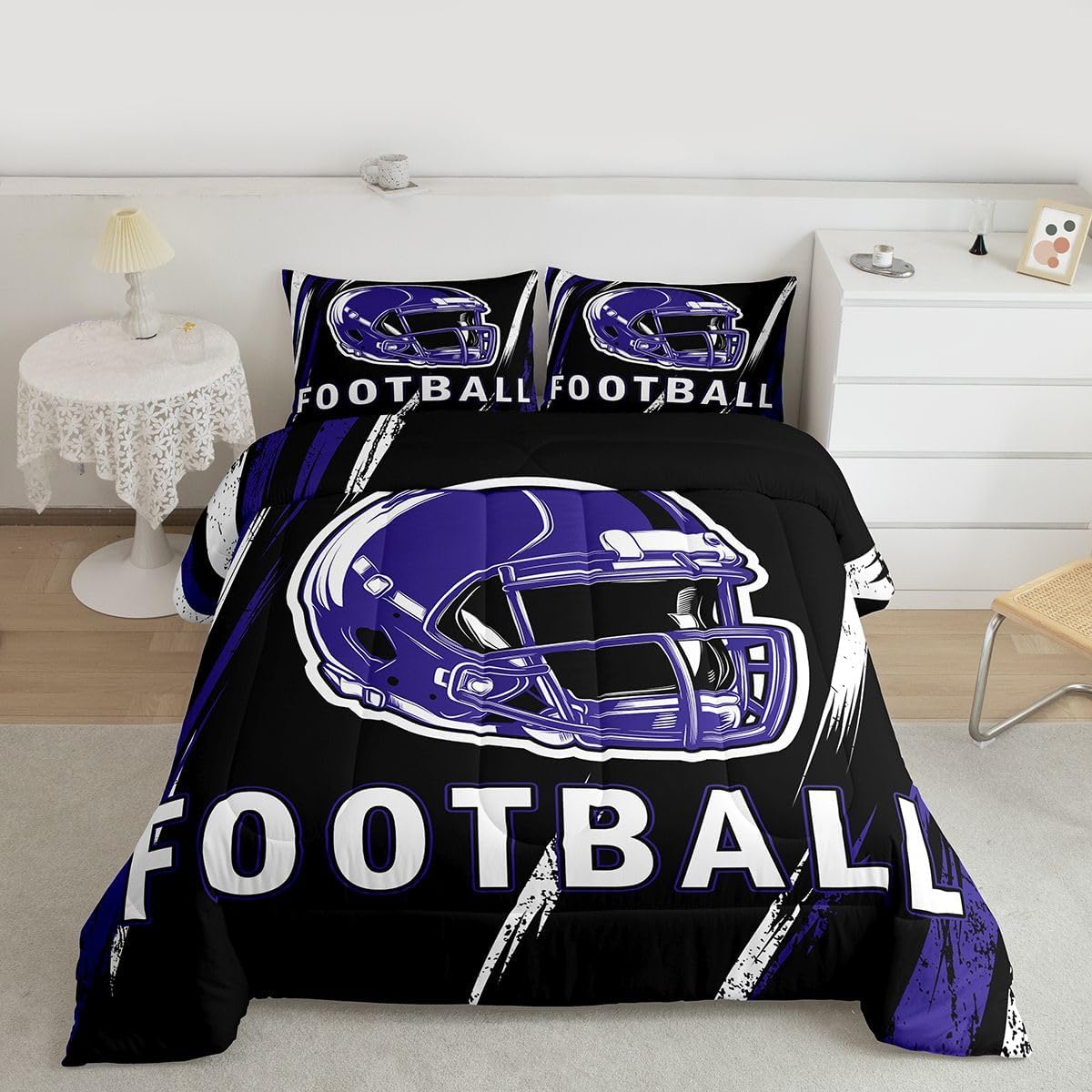 Erosebridal Baltimore Comforter Sets Gridiron Gifts Bedding, City Seasonal Color Full Bed Sets for Adults Kids Rugby Sports Football Decor for Boys Bedroom – 1 Comforter 2 Pillowcases
