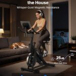 MERACH Exercise Bike, Brake Pad Stationary Bike with Exclusive App, Low Noise Indoor Cycling Bike with 300lbs Weight Capacity, Tablet Mount and Fitness Courses for Weight Loss