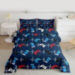 Castle Fairy Red Blue Gamer Full Size Comforter Set,Video Game Gamepad Bedding Set for Adults Teens,Children Controller Comforter Luxury Gaming Quilt Set Room Decor 3Pcs
