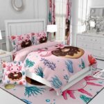 Erosebridal Axolotl Bedding Set,Dessert Donut Princess Twin Comforter Set Fantasy Axolotl Ocean Botancial Starfish Print Down Comforter Pink Decor Kawaii Quilt Set with 1 Pillow Case