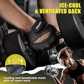 Ventilated Weight Lifting Gloves, Thick Padded Workout Gym Gloves with Full Palm Protection & Grip & Shock Absorption for Women & Men’s Fitness Exercise Training