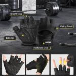 Ventilated Weight Lifting Gloves, Thick Padded Workout Gym Gloves with Full Palm Protection & Grip & Shock Absorption for Women & Men’s Fitness Exercise Training