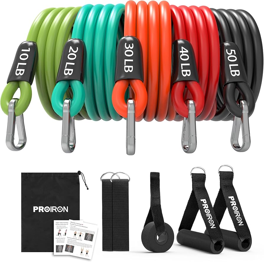 PROIRON Resistance Bands, Anti-Breakage Exercise Bands，Resistance Bands for Working Out with Handles,Weight Bands for Strength Training Men and Women-Five-rope Set