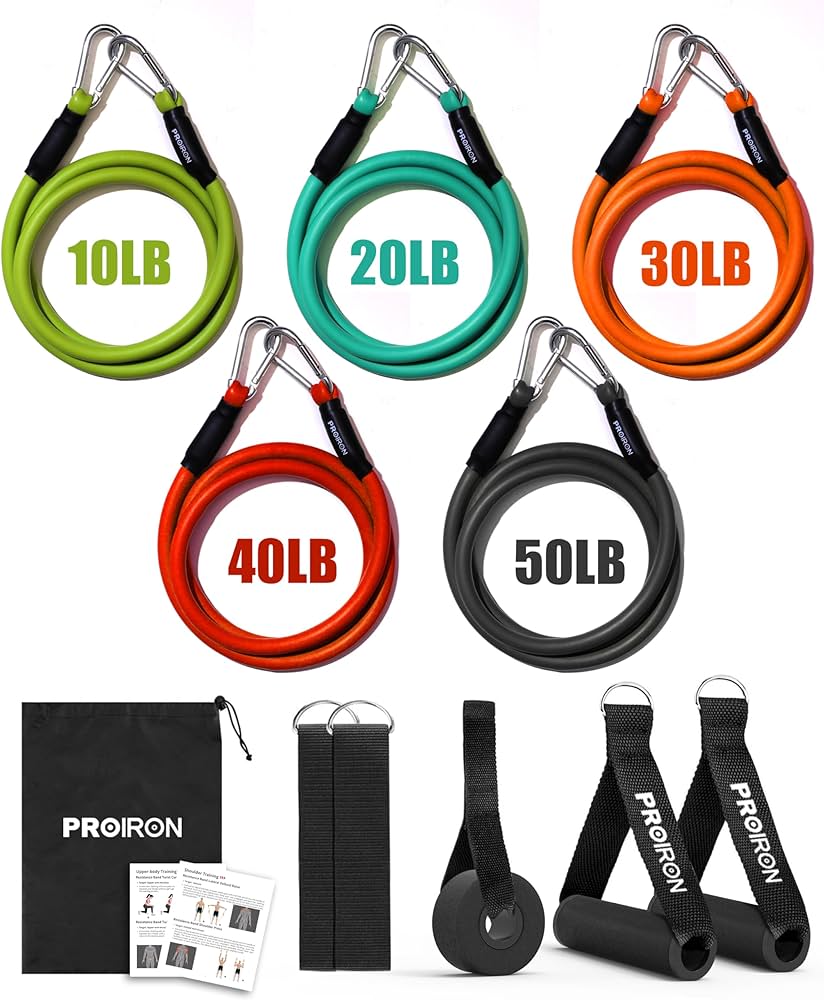 PROIRON Resistance Bands, Anti-Breakage Exercise Bands，Resistance Bands for Working Out with Handles,Weight Bands for Strength Training Men and Women-Five-rope Set