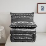 Southwestern Comforter Set Western Tribal Rustic Aztec Bedding Set for Women Men Native American Quilt Country Boho Bohemian Down Comforter Twin Geometric Gray Striped