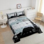 Erosebridal Rustic Comforter Set for Boys,Full Farmhouse Cabin Bear Bedding Set for Women Men Adults Bedroom Decor,Forest Lodge Cabin Quilt Woodland Country Duvet Insert