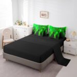 jejeloiu Geometric Comforter Set King 7 Pcs Honeycomb Hexagonal Geometrical Beehive Bedding Set Green Black Simple Modern Abstract Art Bed in a Bag with Comforter, Sheets, Pillowcases & Cushion Cover