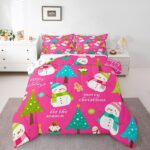 Erosebridal Christmas Kids Comforter Set Cartoon Snowman Quilts for Boys Girls Adults Xmas Tree Bedding Set Cartoon Snowflake Bedroom Decor Duvet Insert Queen Size