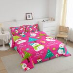 Erosebridal Christmas Kids Comforter Set Cartoon Snowman Quilts for Boys Girls Adults Xmas Tree Bedding Set Cartoon Snowflake Bedroom Decor Duvet Insert Queen Size