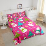 Erosebridal Christmas Kids Comforter Set Cartoon Snowman Quilts for Boys Girls Adults Xmas Tree Bedding Set Cartoon Snowflake Bedroom Decor Duvet Insert Queen Size