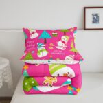 Erosebridal Christmas Kids Comforter Set Cartoon Snowman Quilts for Boys Girls Adults Xmas Tree Bedding Set Cartoon Snowflake Bedroom Decor Duvet Insert Queen Size