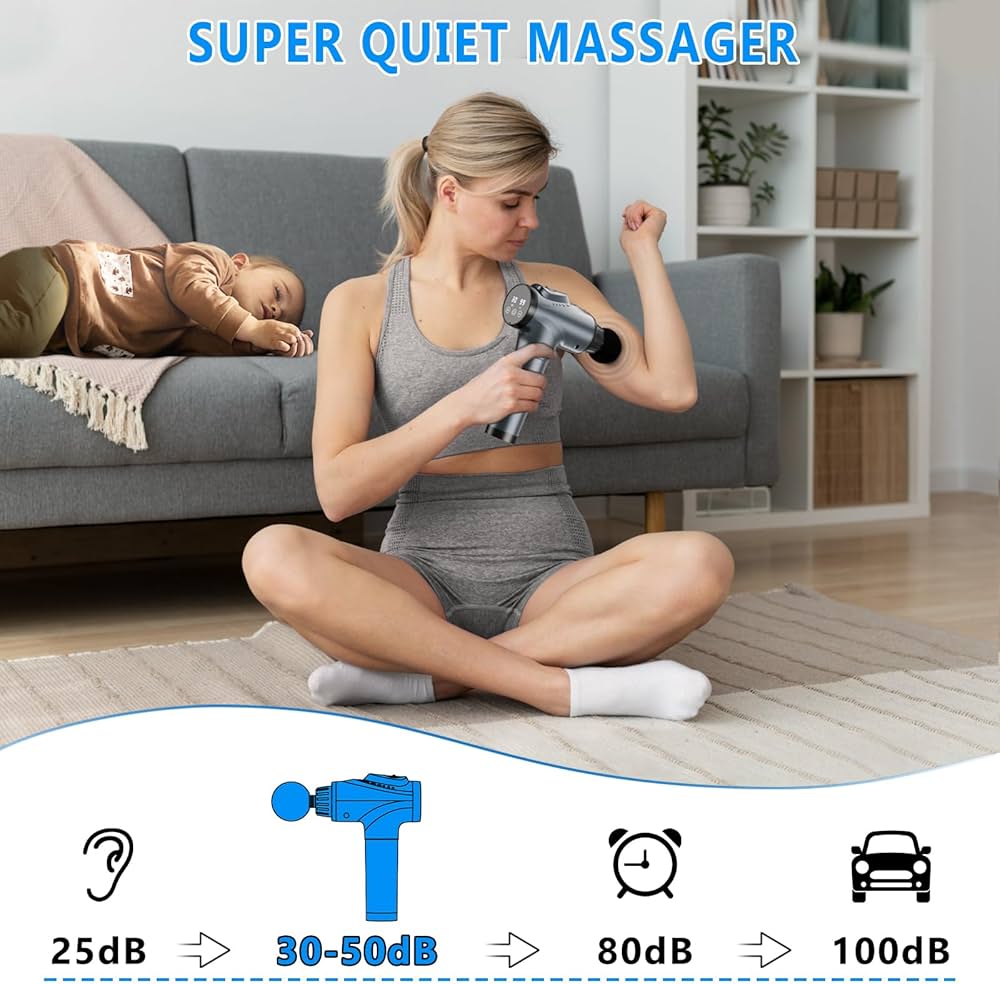 Massage Gun, Muscle Massage Gun for Athletes Handheld Electric Deep Tissue Back Massager, Percussion Massage Device for Pain Relief with 30 Speed Levels 9 Heads