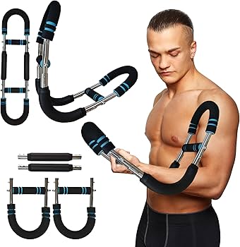 Twister Arm Trainer Chest Workout Equipment – 66-110lbs Adjustable Resistance Upper Body Muscle Strength Builder Clip Exerciser for Men – Home Gym Wrist Exercise Pectoral Strengthener Bar