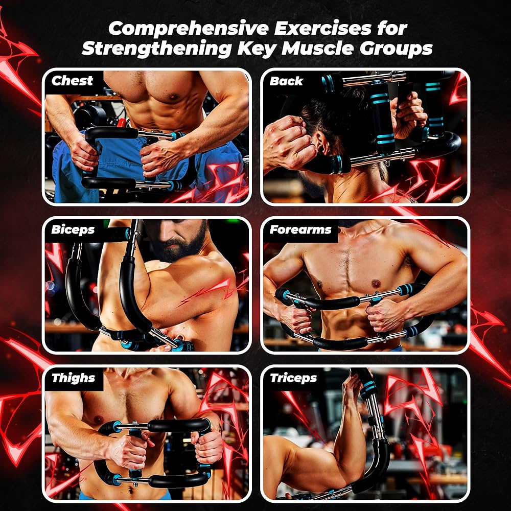 Twister Arm Trainer Chest Workout Equipment – 66-110lbs Adjustable Resistance Upper Body Muscle Strength Builder Clip Exerciser for Men – Home Gym Wrist Exercise Pectoral Strengthener Bar