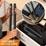 Battle Ropes, Cordless Battle Ropes, Suitable for High-Intensity Interval Training, Quiet Fitness Equipment for Men & Women, Versatile Exercise Equipment for Apartment and Travel Exercise (Black)