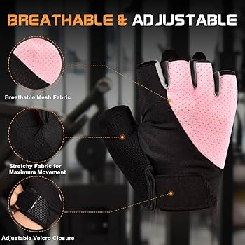Workout Gloves for Women – Breathable Weight Lifting Gloves with Non-Slip Silicone Padding, Fingerless Gym Gloves for Cycling, Rowing, Pull Ups & Training (4 Sizes