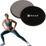Gaiam Core Sliding Discs – Dual Sided Workout Sliders for Carpet & Hardwood Floor – Home Ab Pads Exercise Equipment Fitness Sliders for Women and Men, Grey/Black