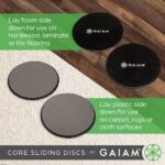 Gaiam Core Sliding Discs – Dual Sided Workout Sliders for Carpet & Hardwood Floor – Home Ab Pads Exercise Equipment Fitness Sliders for Women and Men, Grey/Black