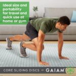 Gaiam Core Sliding Discs – Dual Sided Workout Sliders for Carpet & Hardwood Floor – Home Ab Pads Exercise Equipment Fitness Sliders for Women and Men, Grey/Black