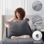 Nestl 5 Piece Twin XL Comforter Set – Dark Grey Reversible Bed in a Bag – Complete Twin XL Size Bedding Set with Sheets, Pillowcase and Sham