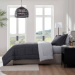 Nestl 5 Piece Twin XL Comforter Set – Dark Grey Reversible Bed in a Bag – Complete Twin XL Size Bedding Set with Sheets, Pillowcase and Sham