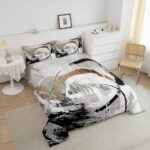 Erosebridal Taupe Brown Comforter Set Gradient Black White Grey Abstract Ombre Bedding Sets Full,Watercolor Brush Strokes Oil Painting Quilt Modern Graffiti Art Room Decor