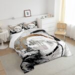 Erosebridal Taupe Brown Comforter Set Gradient Black White Grey Abstract Ombre Bedding Sets Full,Watercolor Brush Strokes Oil Painting Quilt Modern Graffiti Art Room Decor