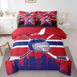 Erosebridal Queen Comforter Set 7 Pieces, All Season Bed in a Bag Queen, Ultra Soft Queen Bedding Set with Ice Hockey Comforter, Flat Sheet, Fitted Sheet, Pillowcases, Cushion Cases,