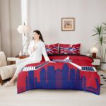Erosebridal Queen Comforter Set 7 Pieces, All Season Bed in a Bag Queen, Ultra Soft Queen Bedding Set with Ice Hockey Comforter, Flat Sheet, Fitted Sheet, Pillowcases, Cushion Cases,