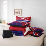 Erosebridal Queen Comforter Set 7 Pieces, All Season Bed in a Bag Queen, Ultra Soft Queen Bedding Set with Ice Hockey Comforter, Flat Sheet, Fitted Sheet, Pillowcases, Cushion Cases,