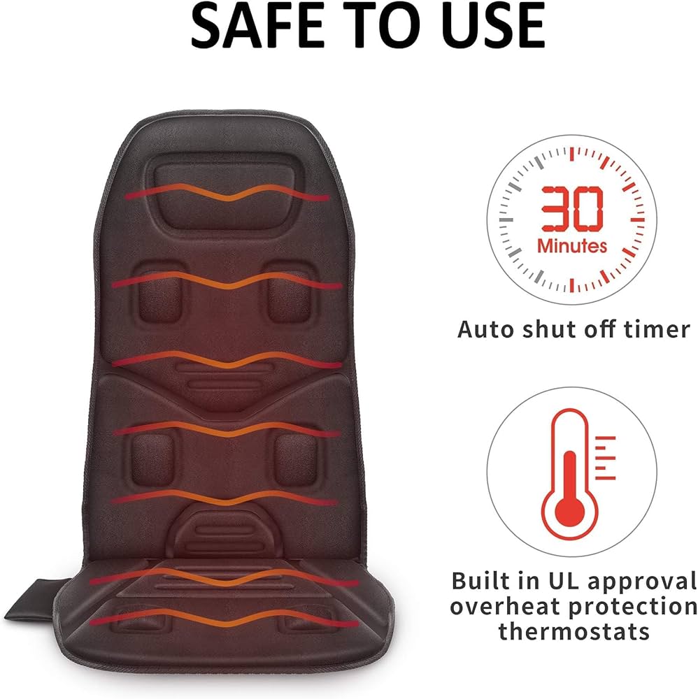 COMFIER Vibration Back Massager Seat Cushion with Heat,10 Motors Massage Chair Pad,Chair Massager for Pain Relief at Office/Home,Valentine’s Day Gifts for Her Him