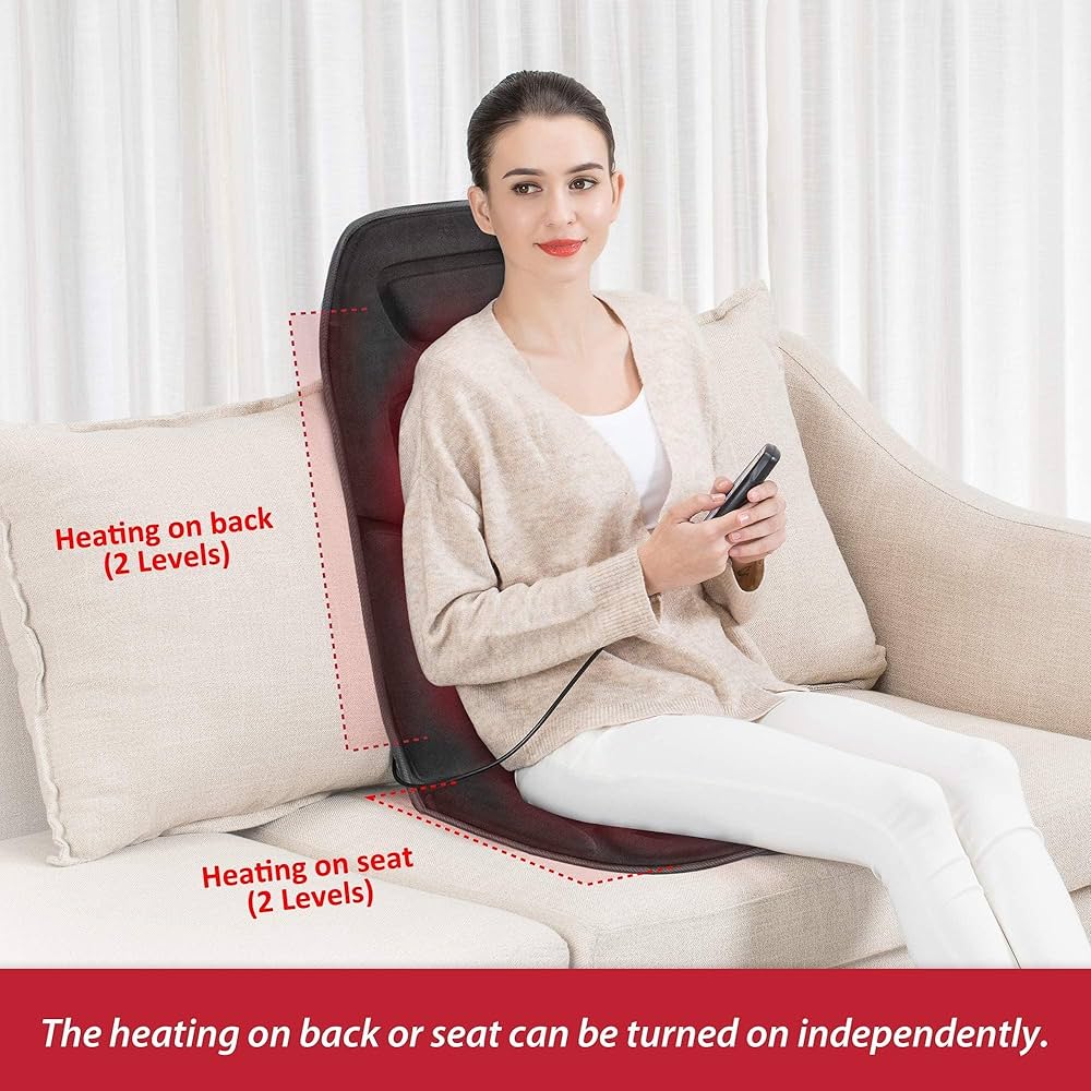 COMFIER Vibration Back Massager Seat Cushion with Heat,10 Motors Massage Chair Pad,Chair Massager for Pain Relief at Office/Home,Valentine’s Day Gifts for Her Him