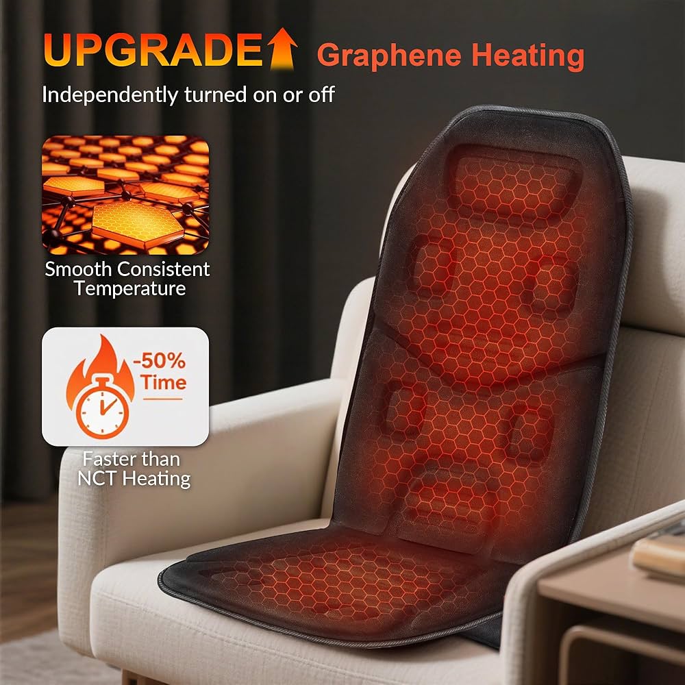 COMFIER Vibration Back Massager Seat Cushion with Heat,10 Motors Massage Chair Pad,Chair Massager for Pain Relief at Office/Home,Valentine’s Day Gifts for Her Him