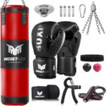 Punching Bag for Adults, 4ft Heavy Boxing Bag Set with 12 OZ Gloves for MMA Karate Kickboxing Boxing – Unfilled