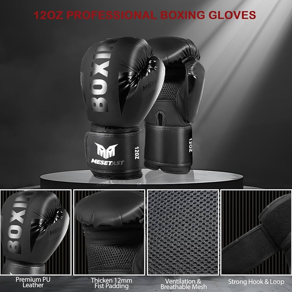 Punching Bag for Adults, 4ft Heavy Boxing Bag Set with 12 OZ Gloves for MMA Karate Kickboxing Boxing – Unfilled