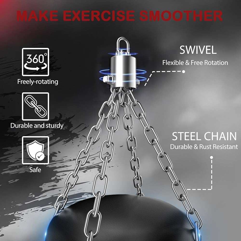 Punching Bag for Adults, 4ft Heavy Boxing Bag Set with 12 OZ Gloves for MMA Karate Kickboxing Boxing – Unfilled