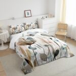 Erosebridal Boho Wildflower Comforter Set King Grunge Abstract Floral Bedding Set for Kids Girls Women,Spring Farmhouse Botanical Bedding Comforter Sets Rustic Country Bed Set Brown Blue