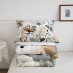 Erosebridal Boho Wildflower Comforter Set King Grunge Abstract Floral Bedding Set for Kids Girls Women,Spring Farmhouse Botanical Bedding Comforter Sets Rustic Country Bed Set Brown Blue